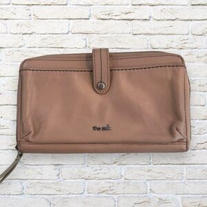 The Sak Wallet Pink Leather Phone Clutch Zipper 3 Compartments Multi Card